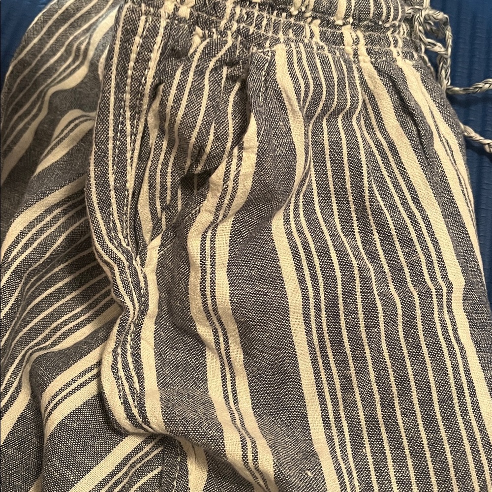 Rewash Blue and White Vertical-Stripe Wide Leg Pants - Picture 8 of 8